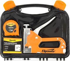 Grampeador Sparta de Pressão Kit Promocional com Trena Métrica e 500 Grampos Maleta Resistente