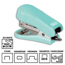 Grampeador Tilibra G101 Aqua Mini Plástica 5,8cm 26/6 Ou 24/6 Até 12 Folhas Ref: 301850