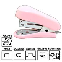 Grampeador Tilibra G101 Rosa Claro Mini Plástica 5,8cm 26/6 Ou 24/6 Até 12 Folhas Ref: 282944