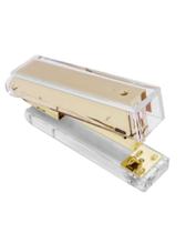 Grampeador Transparente Detalhes Dourado 15,4x6,6x3,6cm
