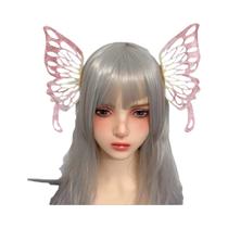 Grampo De Cabelo Gótico Lolita Com Asas De Anjo E Demônio, Clip De Cabelo Bordado Com Penas,