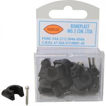Grampo Fixa Fio Romeplast 08Mm Preto Com 15 Pecas