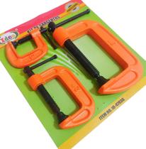 Grampo Sargento Tipo C 1 2 3 Pol. Kit 3 Peças P/ Marceneiro Grampo Sargento Tipo C 1 2 3 Pol. Kit 3 Peças P/ Marceneiro