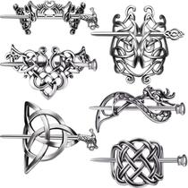 Grampos de cabelo Chuangdi Silver Celtic Hair Slide, grampos de cabelo x6 Grampos de cabelo Chuangdi Silver Celtic Hair Slide, grampos de cabelo x6