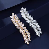 Grampos de cabelo WHAVEL Rhinestone Crystal Leaf Vintage Bridal x2