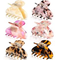 Grampos de garra de cabelo médio de 6 peças para cabelos finos Grampo de cabelo de concha de tartaruga de 2,6 polegadas Grampos de banana Grampos de mandíbula Presilhas de estilo francês Acessórios de grampo de cabelo para mulheres e meninas (padrõe