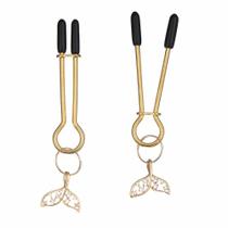 Grampos de Seios de Luxo Dourado Pingente Sereia com joia