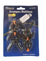 Grampos Multiuso De Plastico 2'' Kit Com 4 Pecas Na Cartela