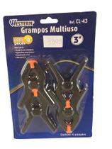 Grampos Multiuso De Plastico 3'' Kit Com 4 Pecas Na Cartela