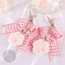 Grampos para Mamilos com Guizo e Pata de Gatinho - Rosa