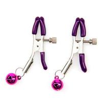 Grampos Para Mamilos Com Presilha Ajustável Em Metal E Sino - ROXO - Sexy Import