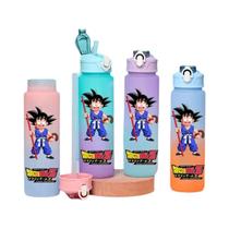 Grande Capacidade 750 Ml Dragon Ball Son Goku Gohan Gradiente Palha Garrafa De Água Portátil