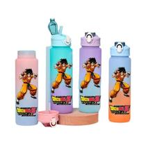 Grande Capacidade 750 Ml Dragon Ball Son Goku Gohan Gradiente Palha Garrafa De Água Portátil