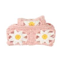 Grande Clipe De Cabelo De Flor Tricotada Para Mulheres, Clipe De Cabelo De Algodão Crochê Doce