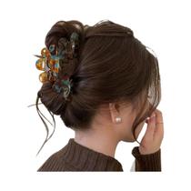 Grande Clipe De Cabelo Metálico Prateado Para Mulheres, Acessórios De Cabelo Para Coque Estilo