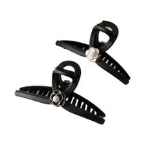 Grande Clipe De Cabelo Preto Fosco Camélia, Elegante Clipe De Cabelo Francês, Clipe Premium Shark