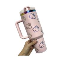 Grande Copo Térmico De Aço Inoxidável De 40oz Com Desenho Da Hello Kitty Para Carro, Sorvete,