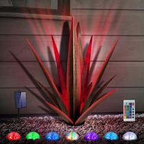Grande escultura rústica de agave de metal KODIBO com luz solar