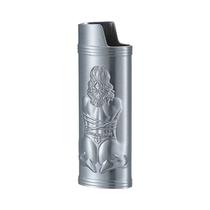 Grande J6 3D Girl Design À Prova De Choque De Metal Francês BIC Isqueiro Capa Suporte De Tamanho