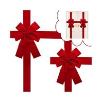Grande Laço Vermelho De Natal Para Pendurar Na Porta, Decoração Elegante Em Tecido Para Festas De