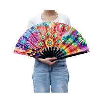 Grande Leque De Carnaval Dobrável Com Padrão De Cogumelo Neon Para Homens E Mulheres, Leque