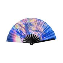 Grande Leque De Mão Dobrável De 33cm Com Cores Gradientes Refletivas Para Festivais De Música E