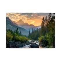 Grande Mural De Parede Montanha Nevada Rio Pinheiros Nascer E Pôr Do Sol Decoração De Parede Macia E Grande Mural De Parede Montanha Nevada Rio Pinheiros Nascer E Pôr Do Sol Decoração De Parede Macia E