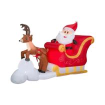 Grande Papai Noel Inflável De 2,1 M Em Trenó Com Rena, Decoração De Natal Para Festas Em Jardins - others