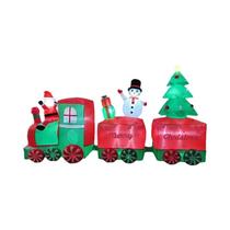 Grande Trem Inflável De Natal Para Exterior Com Papai Noel, Boneco De Neve, Árvore E Luzes LED Para