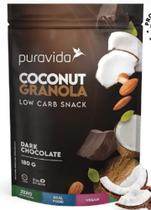 Granola Coconut Sabor Dark Chocolate ,Sem Açucar,Glúten,Snack Vegano de 180g-Pura Vida