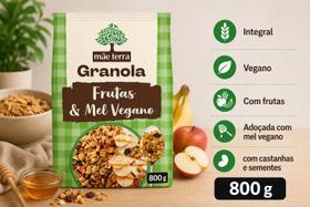 Granola Mãe Terra Frutas e Mel Vegano 800g Fonte de Fibras, Sem Conservantes Artificiais Granola Mãe Terra Frutas e Mel Vegano 800g Fonte de Fibras, Sem Conservantes Artificiais