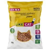 Granulado higienico de madeira para gatos like cat 2kg