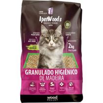 Granulado higiênico sanitário madeira absorve limpeza p/ gato ipet 2kg