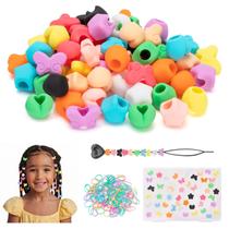 Grânulos de cabelo de silicone Dalycro 60 unidades para crianças e meninas, tranças