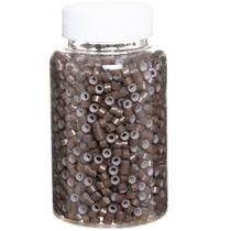 Grânulos de extensão de cabelo GOTDYA 2500 unidades, 5 mm, revestidos de silicone marrom