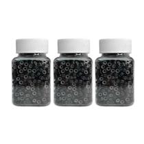Grânulos de silicone para extensões de cabelo 1500 unidades AMGPT Black 5mm Grânulos de silicone para extensões de cabelo 1500 unidades AMGPT Black 5mm