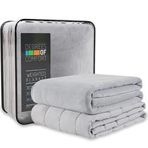 Graus de conforto cobertor ponderado lavável com tampa removível tamanho duplo, 1 x Cozyheat Minky Plush Cover incluído, Micro Glass Beads Technology, 48x72 12 lbs Cinza