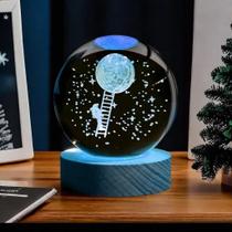 Gravação 3D Astronauta Desembarque Na Lua Bola De Cristal Luz Noturna Em Várias Cores Presente Para