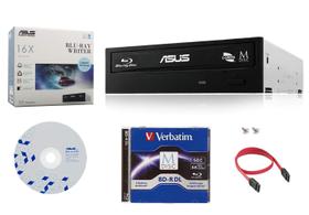 Gravador de Blu-ray Interno ASUS BW-16D1HT 16X - 50GB Verbatim