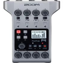 Gravador de podcast multifaixa portátil Zoom Podtrak P4, cor cinza