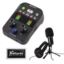 Gravador USB duplo para microfone Zoom PodTrak P2 com kit de microfone ZUM-2 Gravador USB duplo para microfone Zoom PodTrak P2 com kit de microfone ZUM-2
