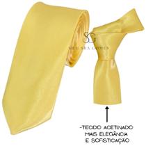 Gravata Amarela Pastel para Padrinhos e Eventos Tecido Cetim Levemente Acetinado