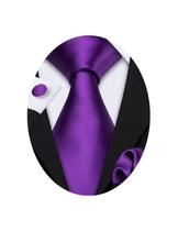 Gravata Barry.Wang Purple Silk Set Tie Hanky Cufflinks Gravata Barry.Wang Purple Silk Set Tie Hanky Cufflinks