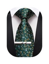Gravata Barry.Wang Verde Esmeralda Floral 150 cm x 8,5 cm