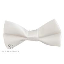 Gravata Borboleta Branca Infantil Cetim Para Pajens e Eventos