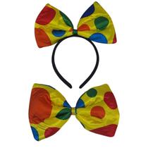 Gravata Borboleta e Tiara Palhaço com Bolinhas Coloridas Gravata Borboleta e Tiara Palhaço com Bolinhas Coloridas