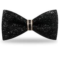 Gravata borboleta GHTIYLP preta com strass ajustável 12x6 cm