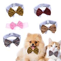 Gravata borboleta pet cachorro gato festa casamento xadrez ajustável