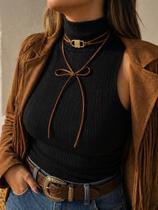 Gravata Colar Country western rodeio ajustável pingente Couro boiadeiro cores:Marrom com dourado Gravata Colar Country western rodeio ajustável pingente Couro boiadeiro cores:Marrom com dourado
