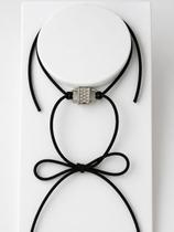 Gravata Colar Country western rodeio ajustável pingente Couro boiadeiro cores:preto com prata